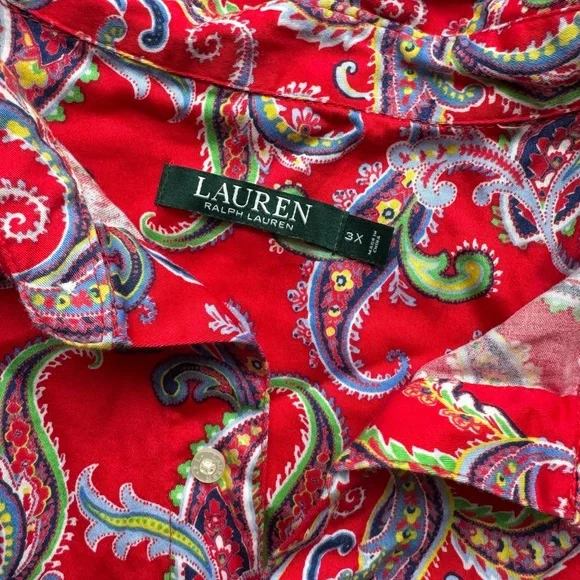 Ralph Lauren Red Paisley Long Sleeve Dress - Picture 5 of 8